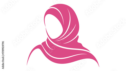 Pink hijab woman vector artwork
