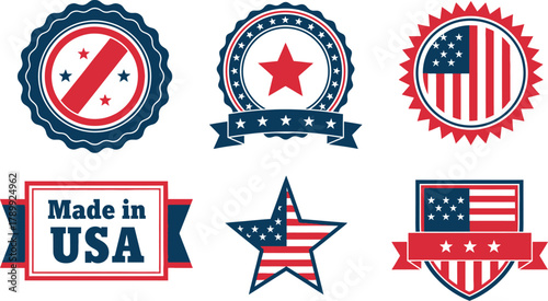 Showcase American pride with these patriotic badges and star designs
