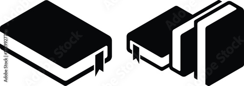 solid graduation hat icon with books Set icons of education, studying and science. Includes human brain, fields of study, graduation, school, university and knowledge. 