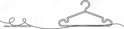 Continuous one line vector illustration of clothes hanger in minimalist line art style, simple outline design