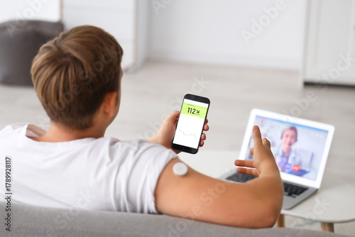 Diabetic young man with glu...