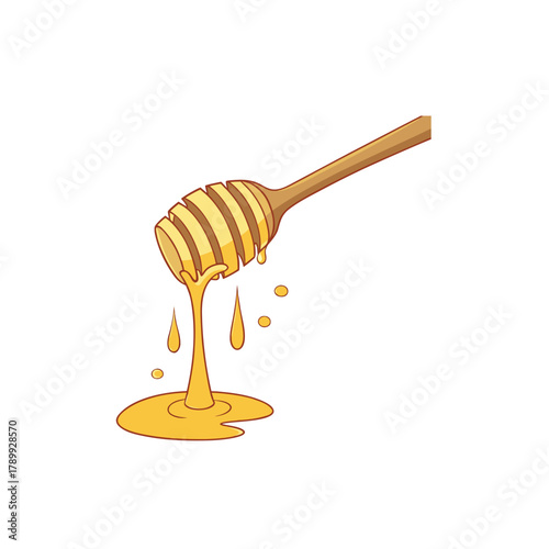 honey dripping from a wooden dipper