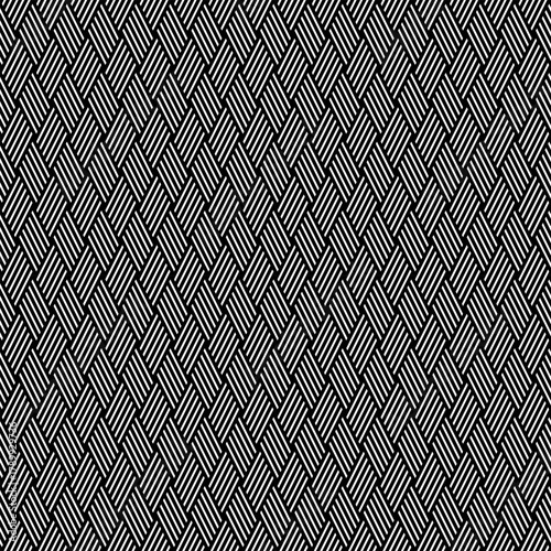 geometric seamless pattern composed of interlocking black and white diagonal lines. wallpapers and fabric designs.