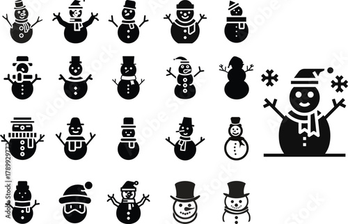 Winter Activities Icon Set Snowman glyph icon Set Grab this creatively designed glyph style snowman icon Snowmen Decorations snowman hat snowman scarf snowman gloves snowman boots snowman button