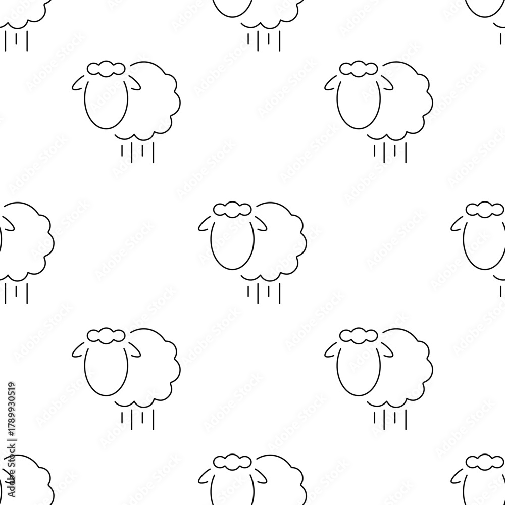Fototapeta premium lamb seamless pattern isolated on transparent background.
