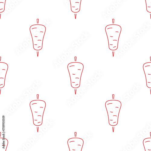 kebab seamless pattern isolated on transparent background.