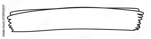 Hand drawn banner with a rough edge for text and titles. Minimalist black outline frame element isolated on a white background for graphic design and presentation projects