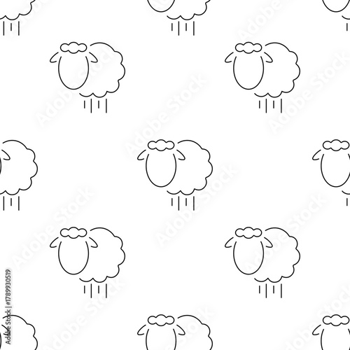 lamb seamless pattern isolated on transparent background.