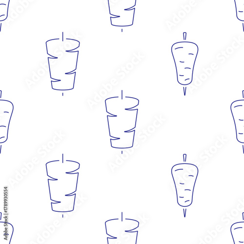 kebab seamless pattern isolated on transparent background.