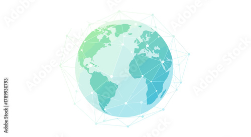 Global Connection And Digital Network Technology Represented By A Futuristic Earth