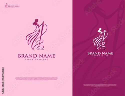 tailor logo pink design illustration