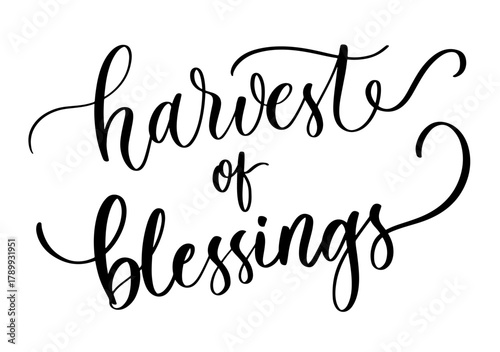 Elegant calligraphy phrase harvest of blessings in inspirational spiritual lifestyle style for decor and design