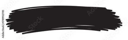 Hand drawn black marker scribble shape for creative design. Grunge brush stroke banner element with a rough texture for text placement or artistic backgrounds