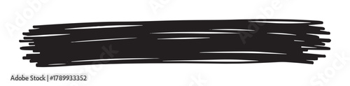 Hand drawn black marker scribble for highlighting text or design elements. Abstract grunge brush stroke texture for creative projects and artistic backgrounds on white