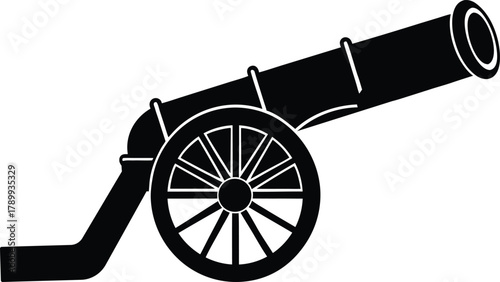 Minimalist Black and White Historical Cannon Icon