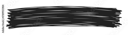 Hand drawn black scribble element for creative projects. Grunge marker texture or abstract brush stroke isolated on a white background for artistic emphasis or censorship