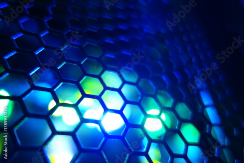 Blue Hexagonal Pattern with Light Effects