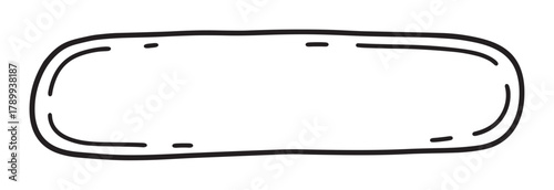 Hand drawn rounded rectangle frame in a simple doodle style. Minimalist comic text box isolated on a white background for quotes, dialogue, or highlighting information