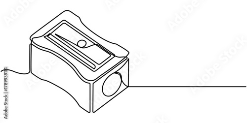  Pencil Sharpener continuous one line drawing, continuous one single outline drawing minimalist illustration. 
