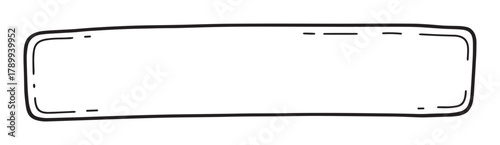 Hand drawn rectangular frame with a rough marker outline. Minimalist doodle style text box or banner element for comic book layouts or social media messages