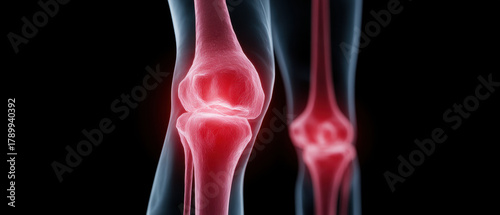 Inflamed knee joint pain anatomy medical concept transparent background