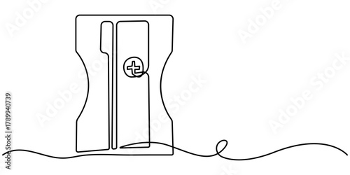  Pencil Sharpener continuous one line drawing, continuous one single outline drawing minimalist illustration. 
