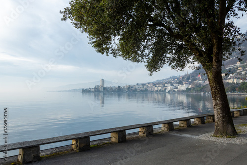 Ambiance hivernale sur le lac Léman à Montreux