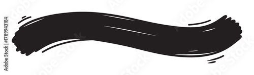 Sketchy black ribbon banner for creative text placement. Grunge style brush stroke with a hand drawn texture. Wavy ink smear design element for modern graphic layouts