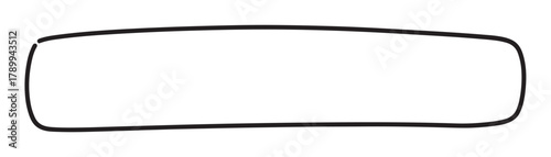 Organic hand drawn rectangle frame with rounded corners. Minimalist doodle text box for quotes and messages. Simple black outline shape for graphic design projects