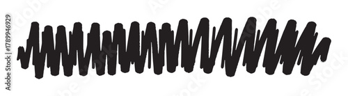 Hand drawn black scribble element isolated on a white background. Abstract marker pen or brush stroke with a rough grunge texture for artistic design and highlighting text