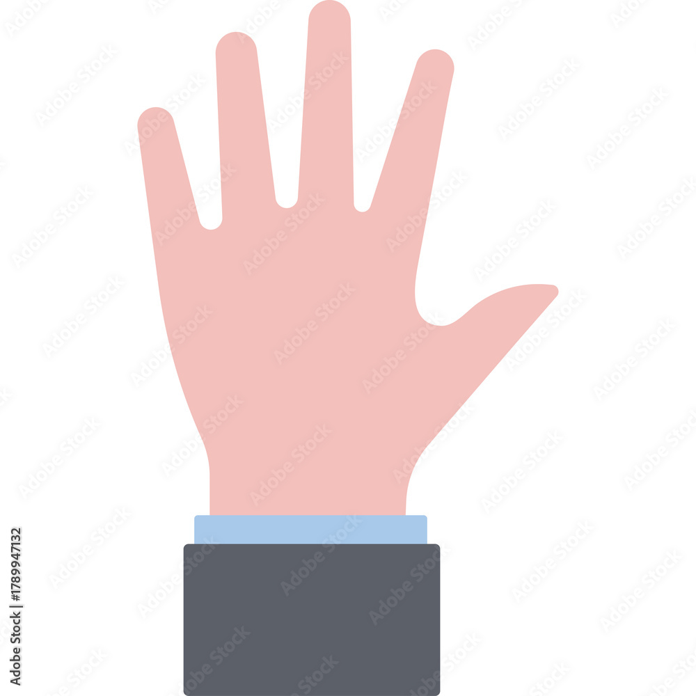 Obraz premium Human Right Hand Raised With Fingers Spread Open Showing Five Digits Palm Facing Forward Isolated On White Background Business Concept