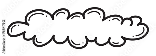 Hand drawn cloud speech bubble for text or quotes. Doodle style comic thought balloon frame and banner element for creative design and communication concepts