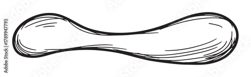 Abstract hand drawn speech bubble or text frame element. Black and white doodle style banner with an organic peanut shape for creative graphic design projects