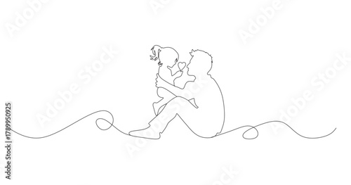 father and son line art