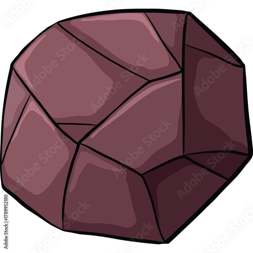Deep Reddish Brown Polygonal Geometric Object with Sharp Edges and Flat Facets Isolated on Transparent Background Clean Graphic Design Element