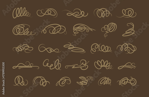 Elegant vintage swirl ornaments on a brown background. Perfect for CNC wood carving, laser engraving, furniture decor, and luxury wooden products.