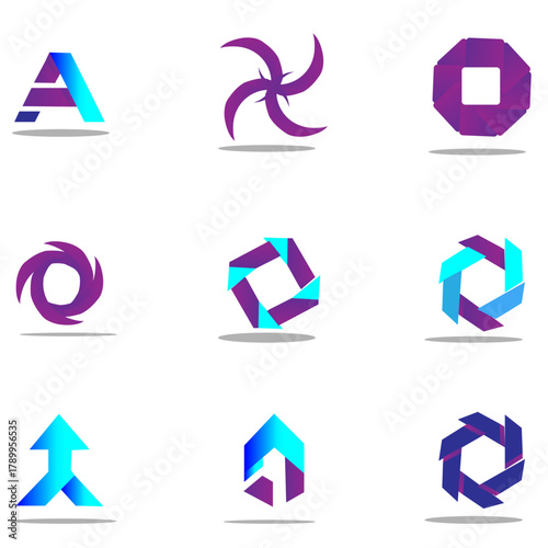 Abstract Geometric Software Logo Icon Set
