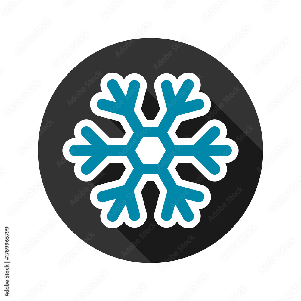 Obraz premium Snowflake with long shadow icon isolated on transparent background