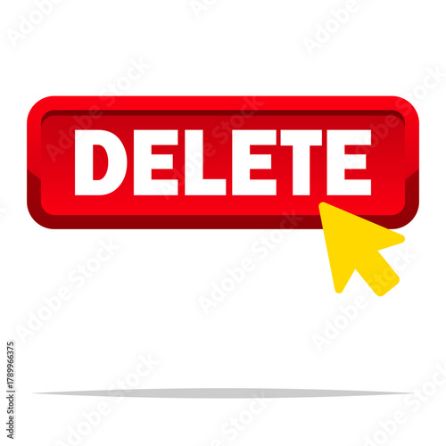 Red delete button click vector isolated illustration