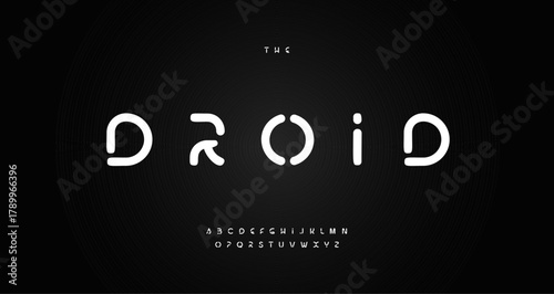 Round Futuristic Font Logo Alphabet Vector Letter Set Modern Typography, Rounded Blocks Typographic Design for Innovate Tech Industry Titles Poster Headlines. Urban Symbol Set Fonts. Vector Typeface