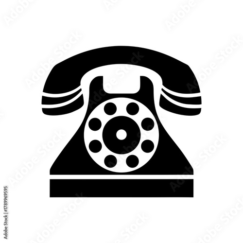 Illustration of a rotary telephone set on transparent background silhouette