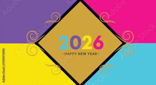 Celebrate vibrant 2026 Happy New Year greetings with modern style