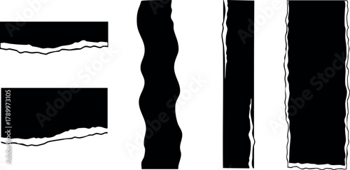 Torn Paper Edges Vector Set with Rough and Wavy Borders for Design and Craft Projects