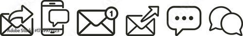 Email and messaging icons communication symbols with notification alerts