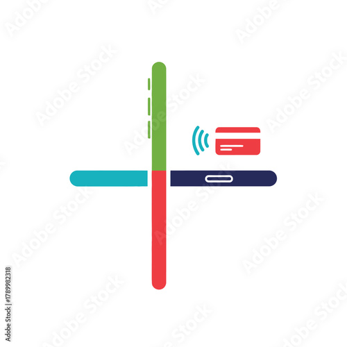 Seamless digital payment solutions facilitated by mobile technology, illustrating the integration of smartphones and credit cards for convenient and secure financial transactions in the modern era