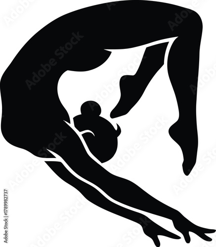 Gymnast silhouette performing a dynamic acrobatic flip