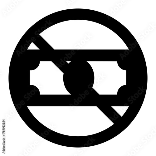 Banknote bill ban solid icon, cash forbidden concept. Vector graphics. Prohibited item sign on white background, style icon mobile or web design.