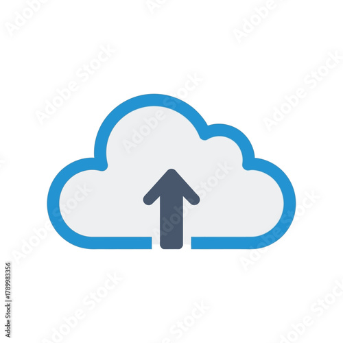 Cloud upload icon representing data storage and online transfer of information