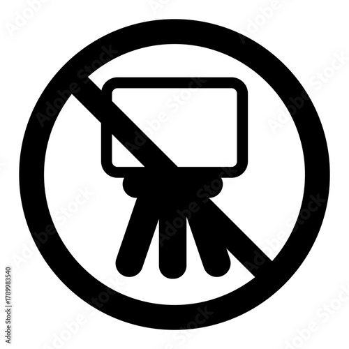 Drawings easel ban solid icon, board for presentation concept. Vector graphics. Forbidden, prohibited item sign on white background, style icon mobile or web design.