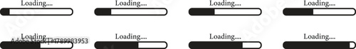 Loading Icon set. loading bar, Download progress icon. Collection Loading status. Vector illustration. Uploading and downloading updating sign symbol.Collection loading status bar in different design.